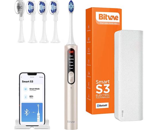 Bitvae Sonic toothbrush with app, tips set and travel etui S3 (champagne gold)