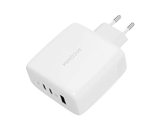 Wall Charger 120W GaN Ricomm RC1201 EU, 1xUSB-A, 2xUSB-C + 2.1m USB-C Cable