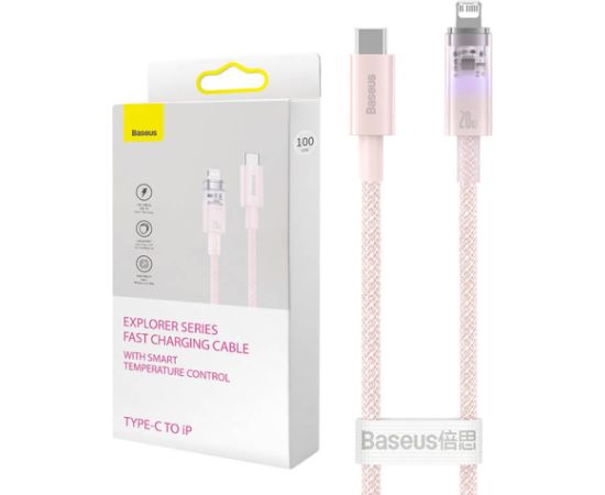 Fast Charging cable Baseus USB-C to Lightning  Explorer Series 1m, 20W (pink)