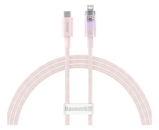 Fast Charging cable Baseus USB-C to Lightning  Explorer Series 1m, 20W (pink)