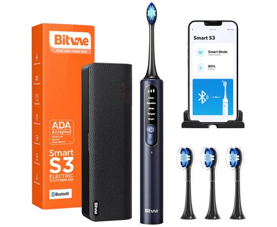 Bitvae Sonic toothbrush with app, tips set, travel case and toothbrush holder S3 (navy blue)