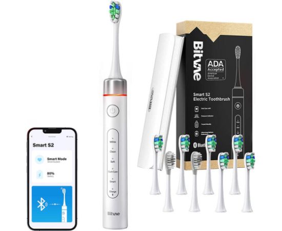 Bitvae Sonic toothbrush with app, tips set and travel etui S2 (white)