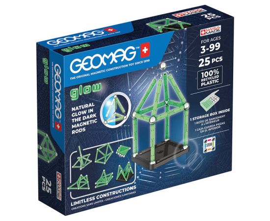 Glow Recycled Magnetic Blocks 25 pieces GEOMAG GEO-328