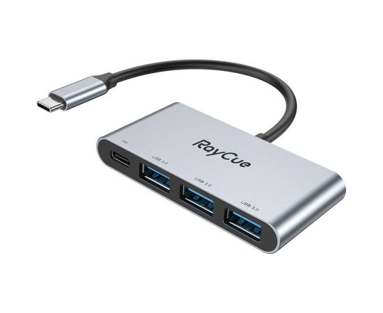 RayCue 4-in-1 hub USB-C to 3x USB-A 3.0 5Gbps + PD 3.0 100W (gray)