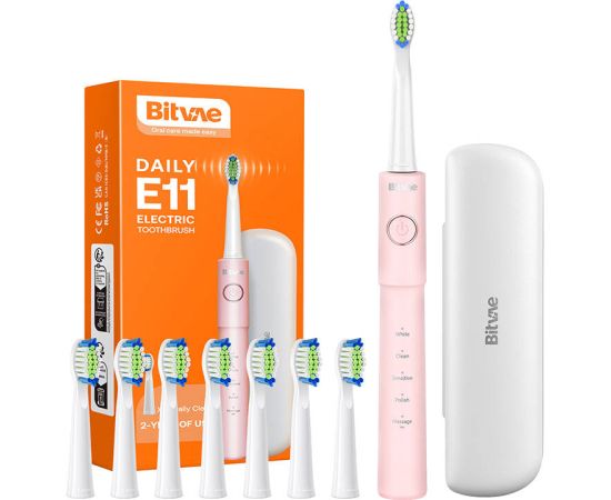 Bitvae Sonic toothbrush with tips set and travel case BV E11 (Pink)