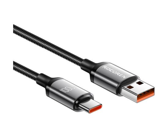 Fast Charging cable Rocoren USB-A to USB-C Retro Series 1m 100W (grey)