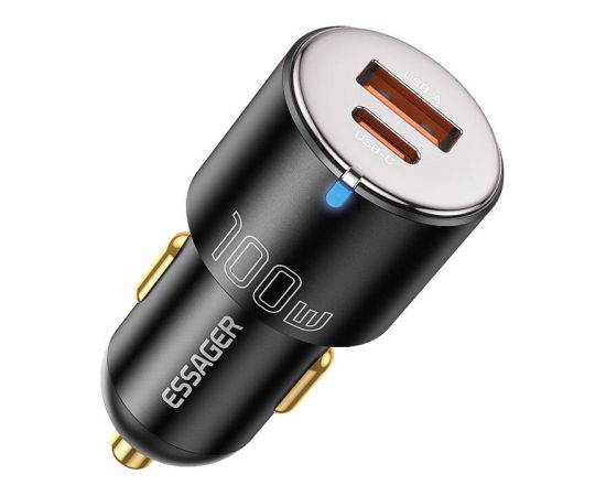 Car Charger USB-A+USB-C 100W Essager (black)