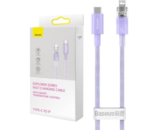 Fast Charging cable Baseus USB-C to Lightning  Explorer Series 1m, 20W (purple)