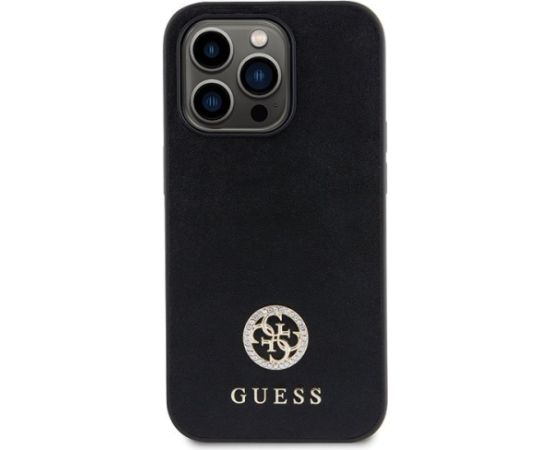 Guess Strass Metal Logo Back Case Aizsargapvalks Priekš Apple iPhone 15 Pro