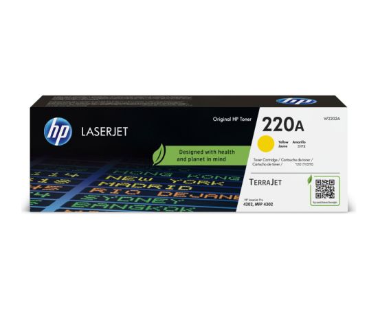 HP 220A Yellow Laser Toner Cartridge, 1800 pages, for HP LaserJet Pro 4302fdn   W2202A