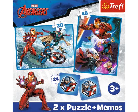 TREFL AVENGERS Комплект пазлов 30шт. + 48шт. + 24 мемо