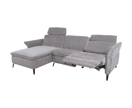 Corner sofa DAYTON LC, electric recliner, light grey