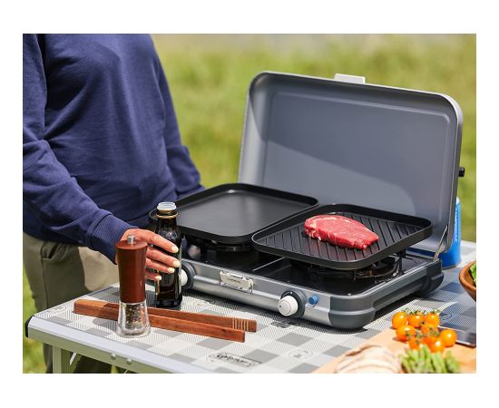 Campingaz Camping Kitchen 2 Grill & Go CV, gas cooker (grey/black, 2x 2kW, model 2023)