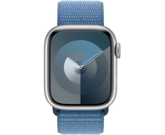 Apple Watch Series 9, Smartwatch (silver/blue, aluminum, 41 mm, Sport Loop, Cellular)