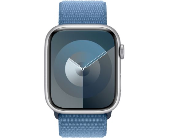 Apple Watch Series 9, Smartwatch (silver/blue, aluminum, 45 mm, Sport Loop)