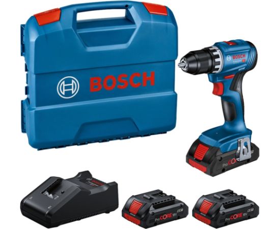 Bosch cordless drill/screwdriver GSR 18V-45 Professional, 18Volt (blue/black, 3x Li-Ion battery ProCORE18V 4.0Ah, in L-case)