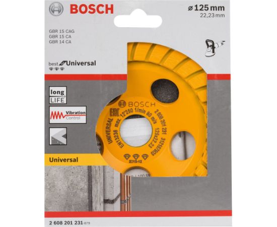 Bosch diamond cup wheel Best for Universal Turbo, 125mm, grinding wheel (bore 22.23mm, for concrete and angle grinders)