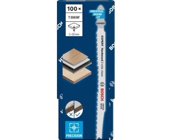 Bosch Expert Jigsaw Blade T 308 BF 'Hardwood 2-side clean' (100 pieces)