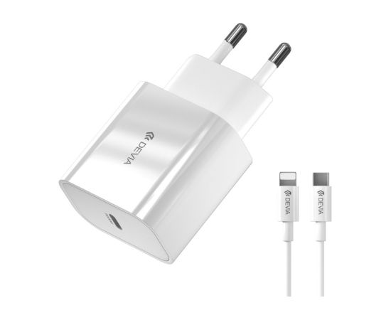 Devia Smart PD 20W USB-C Зарядное Устройство + Lightning - USB-C Kабель