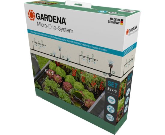 GARDENA Micro-Drip System Drip Irrigation Set Raised Bed/Bed, 35 Plants, Dripper (Black/Grey, Model 2023)