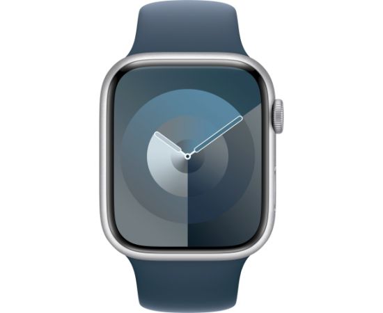 Apple Watch Series 9, Smartwatch (silver/dark blue, aluminum, 45 mm, sports band, cellular)