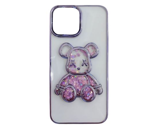 iLike iPhone 15 Silicone Case Print Desire Bear Apple Purple