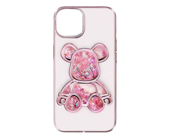 iLike iPhone 15 Silicone Case Print Desire Bear Apple Pink