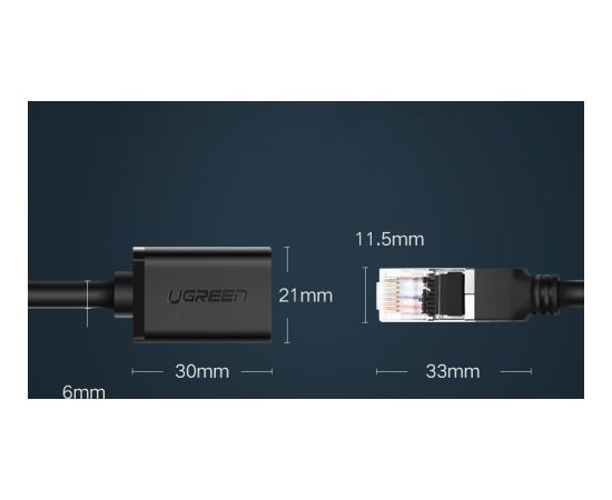 Ugreen Pagarinātājs Ethernet RJ45 Cat 6 FTP 1000Mbps 2m melns (NW112 11281)