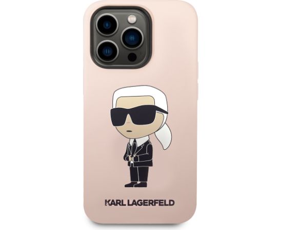 Karl Lagerfeld Liquid Silicone Ikonik NFT Case for iPhone 15 Pro Pink