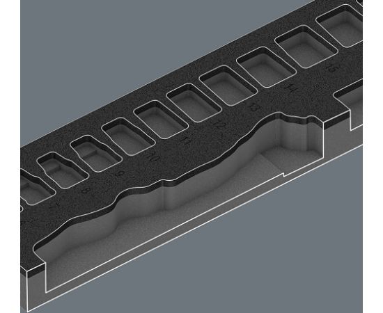 Wera 9721 foam tray 8000 B Zyklop ratchet 3/8" set 1, 23 pieces, tool set (black/grey, ratchet and socket set, in foam tray for workshop trolley)