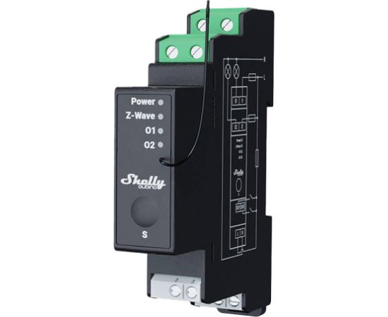 2-channel DIN rail relay with energy measurement Shelly Qubino Pro 2PM