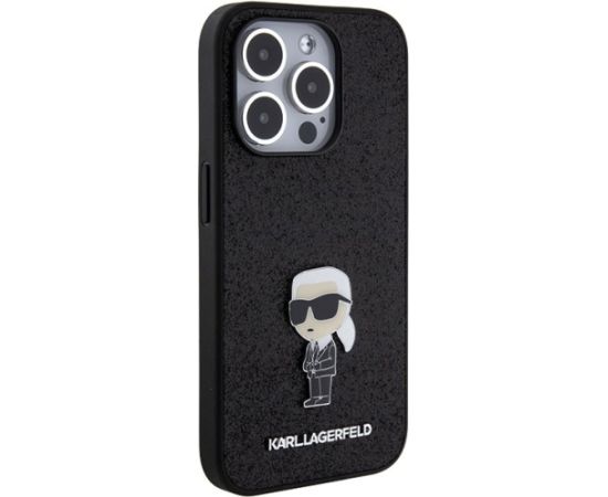 Karl Lagerfeld  Fixed Glitter Ikonik Logo Metal Pin Back Case Aizsargapvalks Priekš Apple iPhone 15 Pro Max