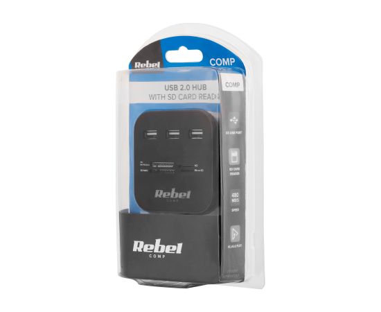 Rebel КОМ1020 USB 2.0 Концентратор с кардридером microSD / SD / SDHC