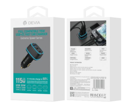 Devia EA361 USB / 2x USB-C Automašīnas Lādētājs 115W