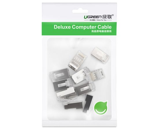 UGREEN Ethernet RJ45 metāla kontaktdakša, 8P|8C, Cat.6, UTP (10 gab.)