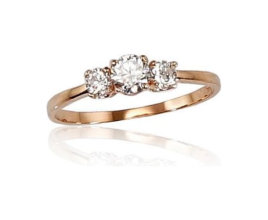 Золотое кольцо #1100240(Au-R)_CZ, Красное Золото 585°, Цирконы, Размер: 18.5, 1.19 гр.