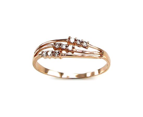 Золотое кольцо #1100060(Au-R)_CZ, Красное Золото 585°, Цирконы, Размер: 17.5, 1.13 гр.