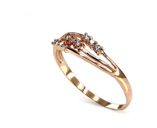 Золотое кольцо #1100060(Au-R)_CZ, Красное Золото 585°, Цирконы, Размер: 17.5, 1.13 гр.