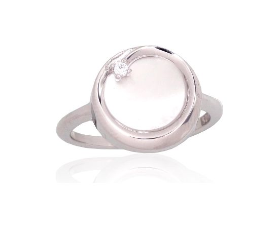 Серебряное кольцо #2101942(PRh-Gr)_CZ+PL, Серебро 925°, родий (покрытие), Цирконы, Перламутр, Размер: 17, 2.8 гр.