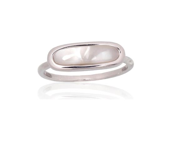 Серебряное кольцо #2101940(PRh-Gr)_PL, Серебро 925°, родий (покрытие), Перламутр, Размер: 18, 2.3 гр.
