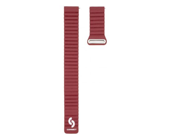 Connect   22mm Flat head Leather - Silicone Loop Magnetic Strap (130mm M/L) Wine Red