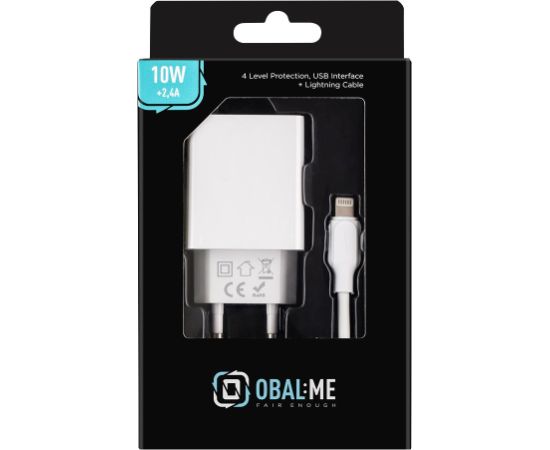 OBAL:ME Настенное зарядное устройство USB-A 10W + кабель USB-A|Lightning 1m Белый