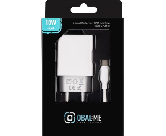 OBAL:ME Настенное зарядное устройство USB-A 10W + кабель USB-A|USB-C 1м белый