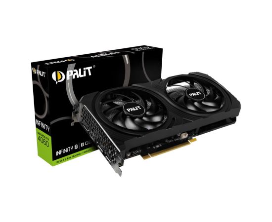 Graphics Card PALIT NVIDIA GeForce RTX 4060 8 GB GDDR6 128 bit PCIE 4.0 16x GPU 1830 MHz Dual Slot Fansink 2xHDMI 2xDisplayPort NE64060019P1-1070L