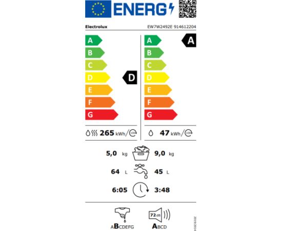 Electrolux EW7W2492E veļasmašīna ar žāvētāju 700 SteamCare 5/9kg 1400rpm