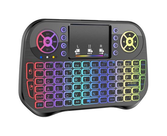 RoGer QL268 Wireless Mini Bezvadu Kompakta Klaviatūra PC / PS3 / XBOX 360 / Smart TV / Android + TouchPad (Ar RGB Apgaismojumu)