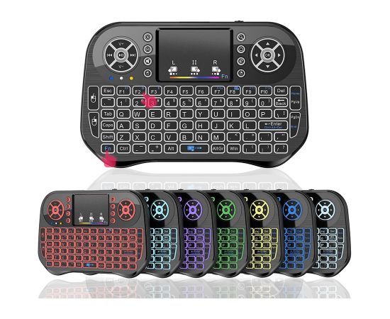 RoGer QL268 Wireless Mini Bezvadu Kompakta Klaviatūra PC / PS3 / XBOX 360 / Smart TV / Android + TouchPad (Ar RGB Apgaismojumu)