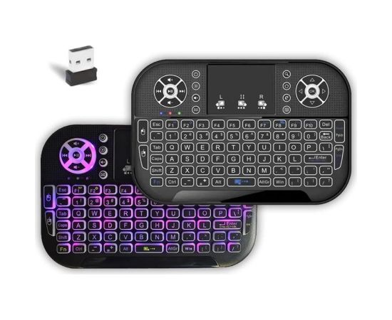 RoGer QL268 Wireless Mini Bezvadu Kompakta Klaviatūra PC / PS3 / XBOX 360 / Smart TV / Android + TouchPad (Ar RGB Apgaismojumu)