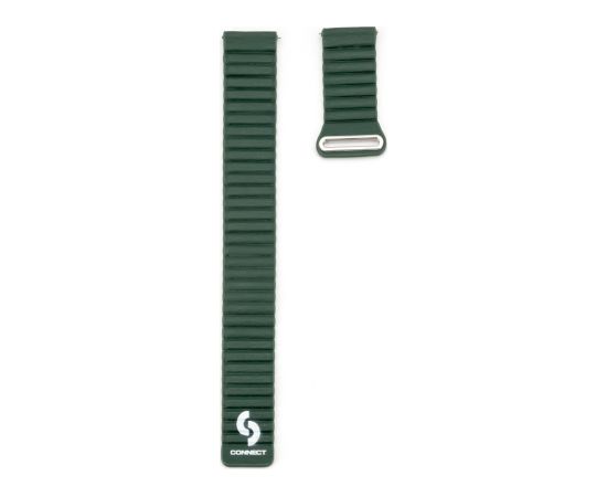 Connect   22mm Flat head Leather - Silicone Loop Magnetic Strap (130mm M/L) Forest Green