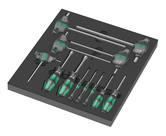 Wera 9713 foam insert Hex screwdriver set 1, 12 pieces (black/grey, in foam insert for workshop trolley)